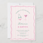 Invitation Bikinis Dessinés à la Main et Martinis pour un Wee (Devant)