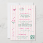 Invitation Bikinis Dessinés à la Main et Martinis pour un Wee (Dos)