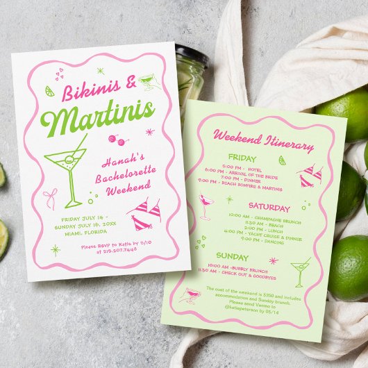 Invitation Bikinis et Martinis Bachelorette