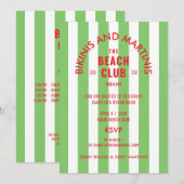 Invitation Bikinis Et Martinis Beach Club Cabana Party (Devant / Derrière)