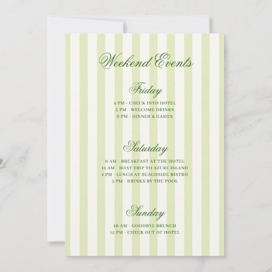 Invitation Bikinis & Martinis Bachelorette à rayures vertes (Dos)