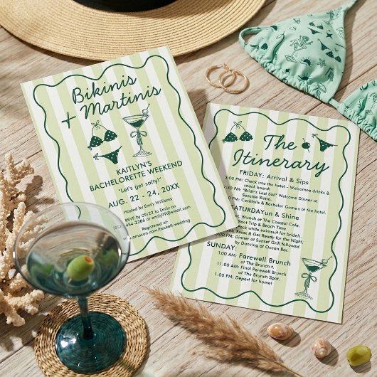 Invitation Bikinis & Martinis Bachelorette Party Itinerary