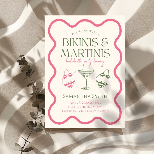 Invitation Bikinis & Martinis Bachelorette Party Main tirée