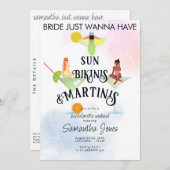 Invitation Bikinis & Martinis Tropical Beach Hen Bachelorette (Devant / Derrière)