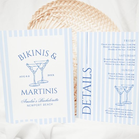 Invitation Bikinis & Martinis Week-end de Fiançailles Vert en