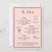 Invitation Bikinis tirés à la main & Martinis Bachelorette (Dos)