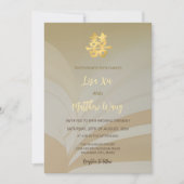 Invitation BILINGUAL Abstrait Art Beige Mariage chinois (Devant)