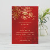 Invitation BILINGUAL Photo Rouge or Mariage chinois (Debout devant)