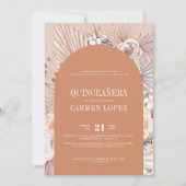 Invitation Bilingue Boho Moderne Terracotta Quinceanera (Devant)