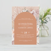 Invitation Bilingue Boho Moderne Terracotta Quinceanera (Debout devant)