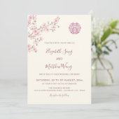 Invitation BILINGUE Fiançailles Cerise Cerisier Mariage Chin (Debout devant)