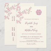 Invitation BILINGUE Fiançailles Cerise Cerisier Mariage Chin (Devant / Derrière)
