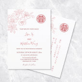 Invitation BILINGUE | Floral Blush Mariage chinois rose