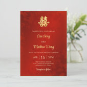Invitation Bilingue | MARIAGE chinois LIGHT Red Gold (Debout devant)