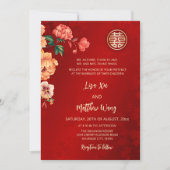 Invitation BILINGUE | Mariage chinois Peony (Devant)
