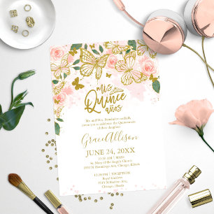 Invitation bilingue pour Quinceanera papillon