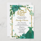 Invitation Bilingue Quinceanera Butterflys Emerald Green (Dos)