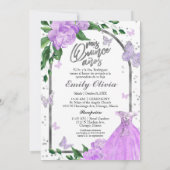 Invitation Bilingue Quinceanera Butterflys Lavender Gown (Dos)