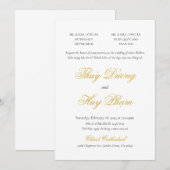 Invitation bilingue vietnamienne en écriture scrip (Devant / Derrière)