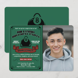 Invitation Billard Anniversaire Thème de la fête Photo person