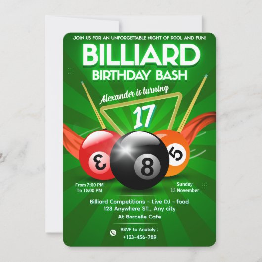 Invitation Billard billard billard billard billard billard fê (Devant)