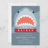 Invitation Billard bleu ardoise requin Anniversaire (Devant)