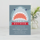 Invitation Billard bleu ardoise requin Anniversaire (Debout devant)