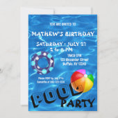 Invitation Billard bleu clair Eau Anniversaire Fête Invitatio (Devant)