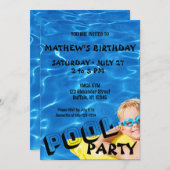 Invitation Billard bleu clair Eau Anniversaire Fête Invitatio (Devant / Derrière)