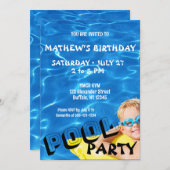 Invitation Billard bleu clair Eau Anniversaire Fête Invitatio (Devant / Derrière)