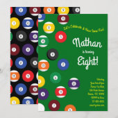 Invitation Billard de la piscine Sports de la fête Anniversai (Devant / Derrière)