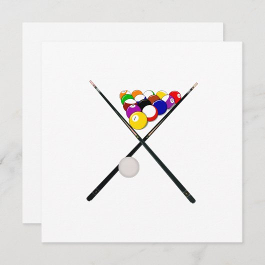 Invitation Billard et billes de piscine (Devant / Derrière)