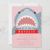 Invitation Billard rose requin Fille Anniversaire (Devant)