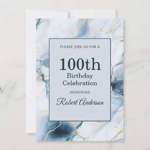 Invitation Bille de marbre bleu clair 100e anniversaire