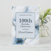 Invitation Bille de marbre bleu clair 100e anniversaire (Debout devant)