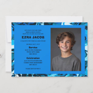 Invitation Bille Marble personnalisé PHOTO Bar Mitzvah