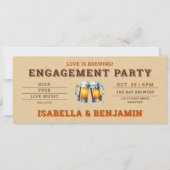Invitation Billet à thème de la bière Couple Engagement Party (Devant)