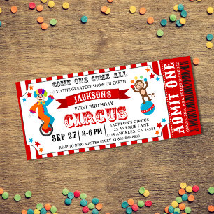 Invitation Billet Anniversaire de enfant du Festival du cirqu