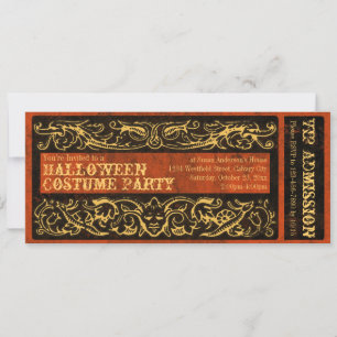 Invitation Billet antique Halloween Costume Party Vintage