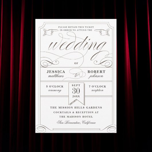 Invitation Billet Antique Mariage Vintage