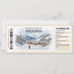 Invitation Billet avion Andorre modifiable, voyage Andorre
