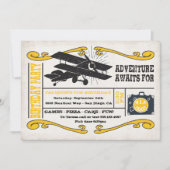 Invitation Billet Avion Aventure Anniversaire (Devant)