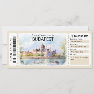 Invitation Billet Avion Budapest modifiable, Voyage Hongrie