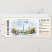 Invitation Billet avion éditable Dubai Boarding Pass (Devant)