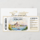 Invitation Billet Avion Hongrie modifiable, Voyage Hongrie (Devant / Derrière)
