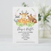 Invitation Billet Baby shower de lessive pour animaux de bois (Debout devant)