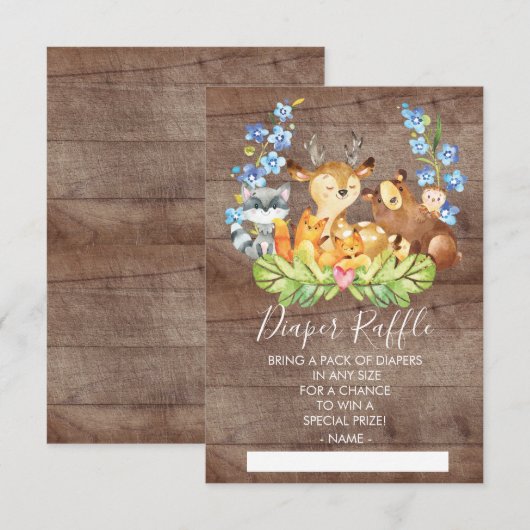 Invitation Billet Baby shower de lessive pour animaux de bois (Devant / Derrière)