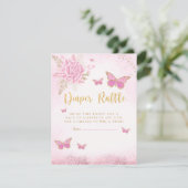 Invitation Billet Baby shower Papillon rose Refle (Debout devant)