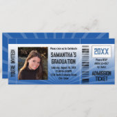 Invitation Billet Blue Graduation Party (Devant / Derrière)