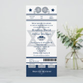 Invitation Billet Blue Silver Bar Mitzvah pour Twins Football (Debout devant)